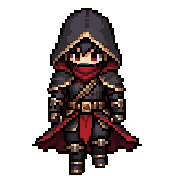 Assassino em arte chibi 2D com animação de caminhada